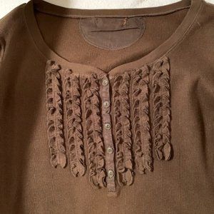 *HP* Brown cotton ruffled shirt.